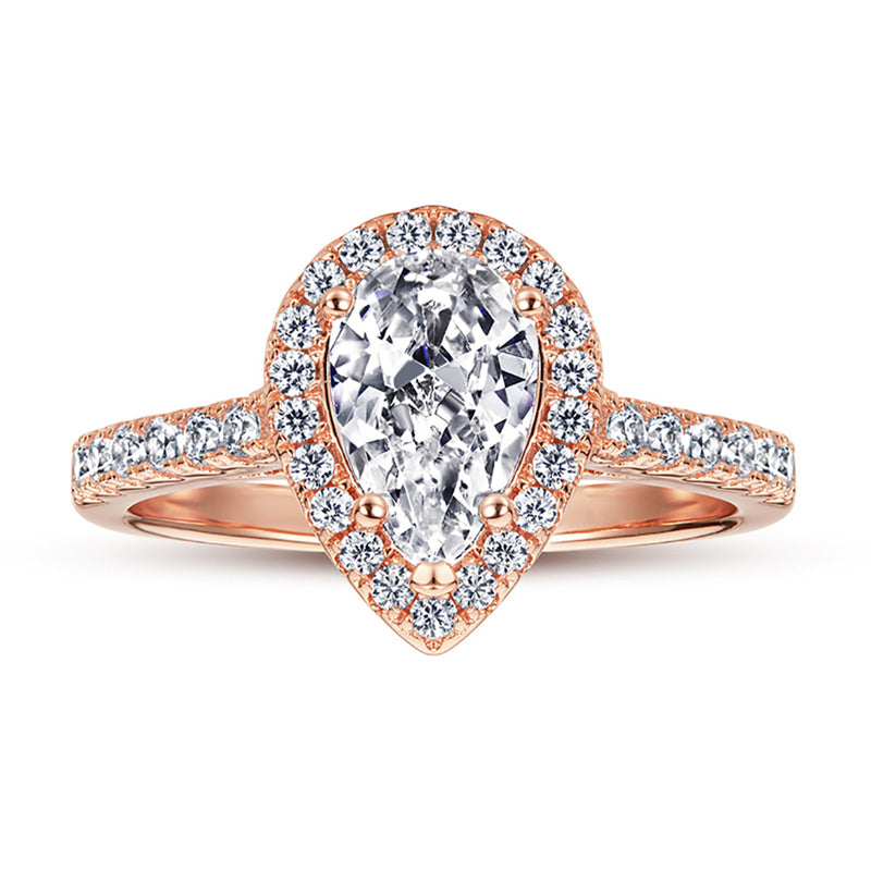 925 Sterling Silver Teardrop Wedding Ring – Elegant Solitaire Zircon Engagement Ring