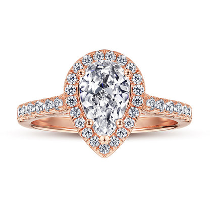 925 Sterling Silver Teardrop Wedding Ring – Elegant Solitaire Zircon Engagement Ring