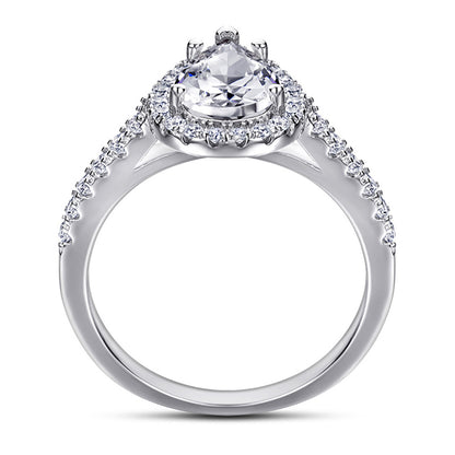 925 Sterling Silver Teardrop Wedding Ring – Elegant Solitaire Zircon Engagement Ring