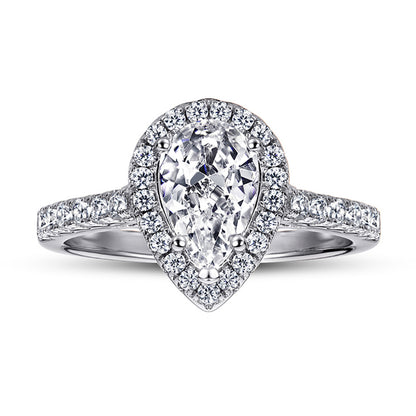 925 Sterling Silver Teardrop Wedding Ring – Elegant Solitaire Zircon Engagement Ring