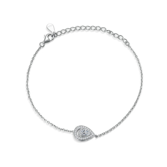925 Sterling Silver Teardrop Zirconia Bracelet - Elegant Geometric Jewelry