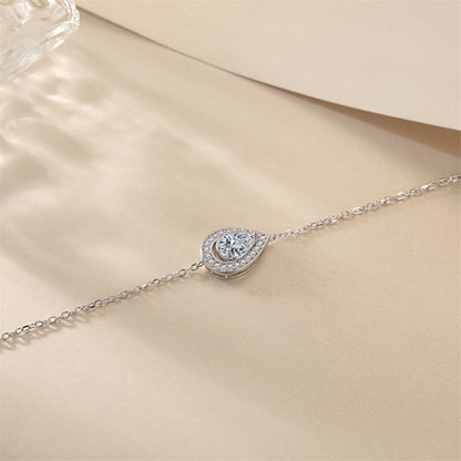 925 Sterling Silver Teardrop Zirconia Bracelet - Elegant Geometric Jewelry