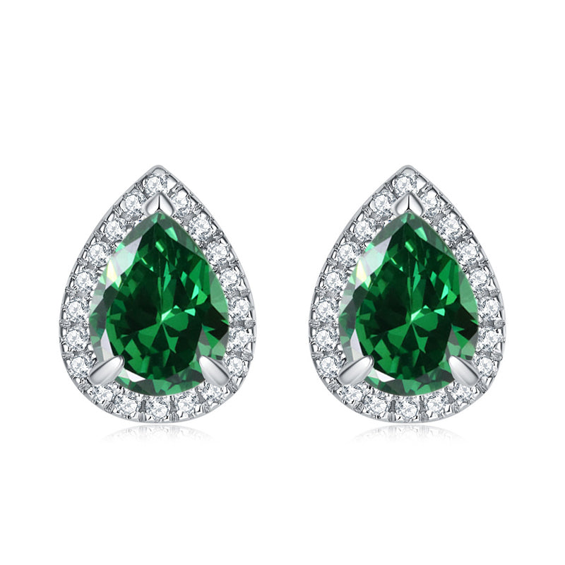 925 Sterling Silver Teardrop & Heart Stud Earrings – Elegant Birthstone Zircon Jewelry
