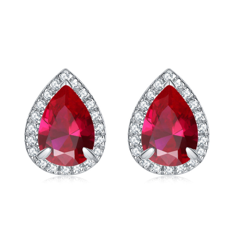 925 Sterling Silver Teardrop & Heart Stud Earrings – Elegant Birthstone Zircon Jewelry