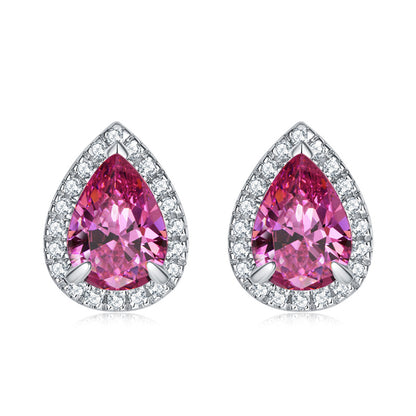925 Sterling Silver Teardrop & Heart Stud Earrings – Elegant Birthstone Zircon Jewelry