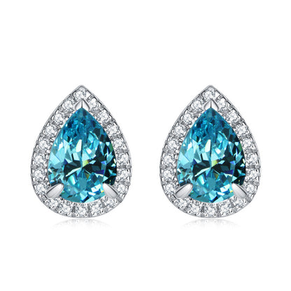 925 Sterling Silver Teardrop & Heart Stud Earrings – Elegant Birthstone Zircon Jewelry