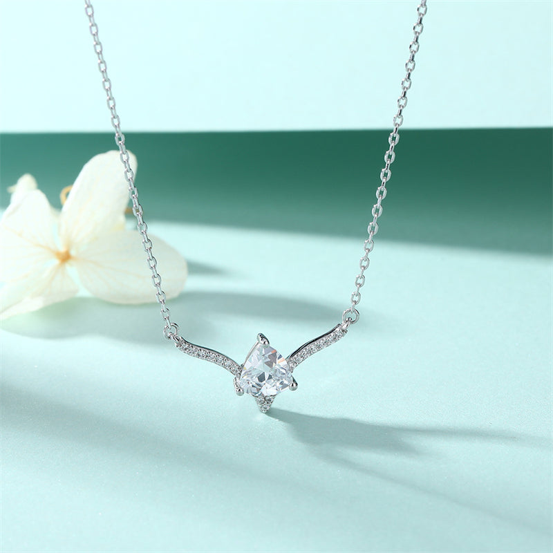 925 Sterling Silver Triangle Deer Pendant Necklace - "One Deer with You" Romantic Jewelry