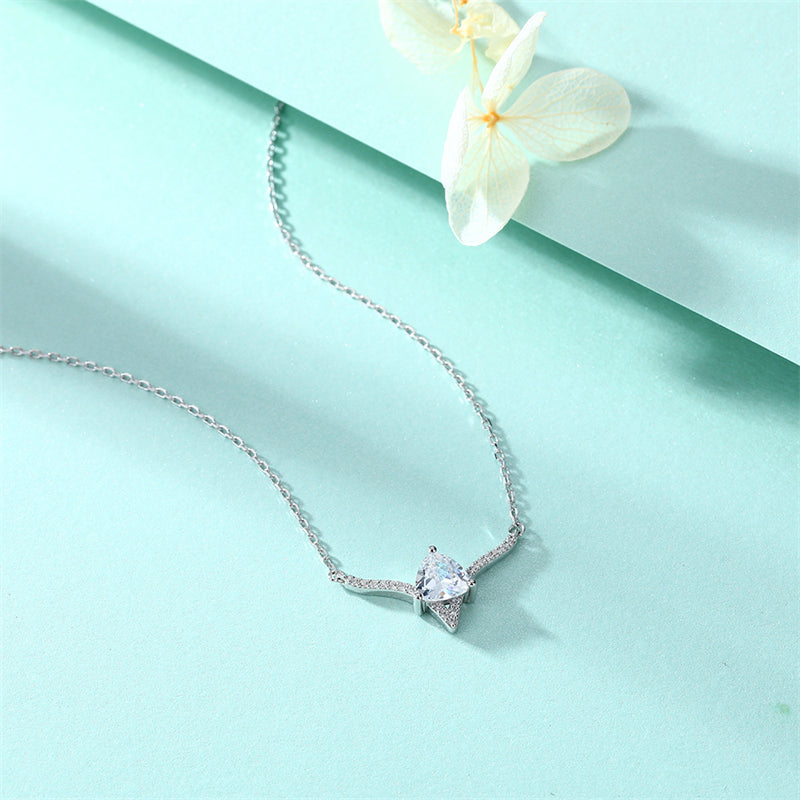925 Sterling Silver Triangle Deer Pendant Necklace - "One Deer with You" Romantic Jewelry