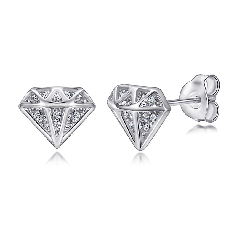 925 Sterling Silver Triangle Zircon Stud Earrings – Minimalist Geometric Jewelry