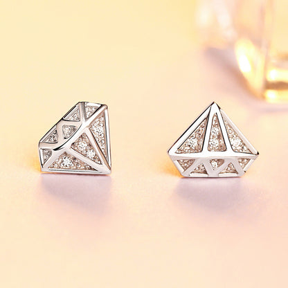 925 Sterling Silver Triangle Zircon Stud Earrings – Minimalist Geometric Jewelry