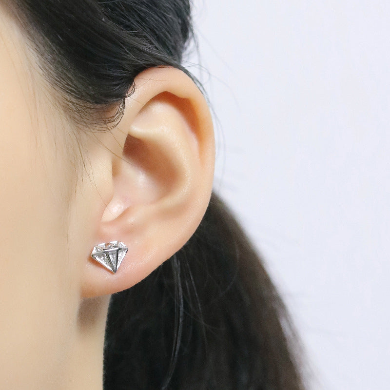 925 Sterling Silver Triangle Zircon Stud Earrings – Minimalist Geometric Jewelry