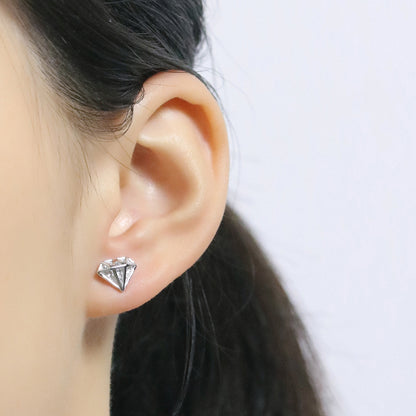 925 Sterling Silver Triangle Zircon Stud Earrings – Minimalist Geometric Jewelry