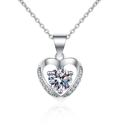 925 Sterling Silver "True Love" Heart Pendant Necklace - 1CT/2CT Moissanite Trendy Chain
