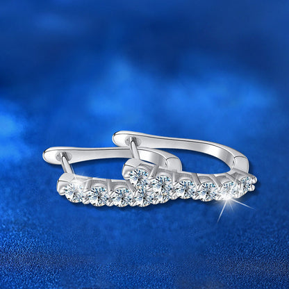 925 Sterling Silver U-Shaped Hoop Earrings with 0.03ct Moissanite White Gold Plated Minimalist Jewelry for Women