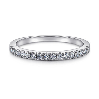 925 Sterling Silver V-Shape Stackable Ring for Women-Elegant White Gold/Rose Gold Plated, Half Diamond, Dainty Korean Style, Size 5-10