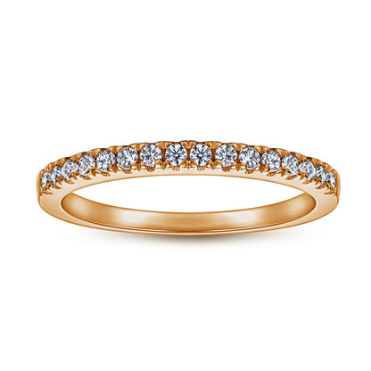925 Sterling Silver V-Shape Stackable Ring for Women-Elegant White Gold/Rose Gold Plated, Half Diamond, Dainty Korean Style, Size 5-10