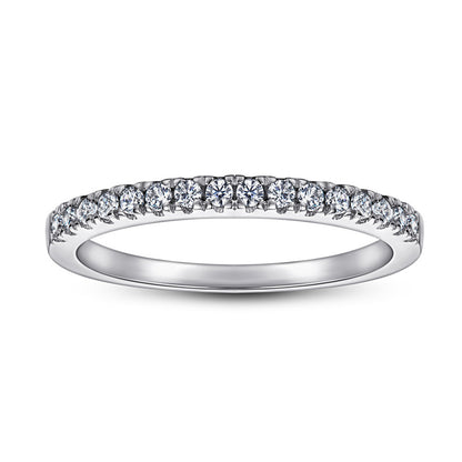 925 Sterling Silver V-Shape Stackable Ring for Women-Elegant White Gold/Rose Gold Plated, Half Diamond, Dainty Korean Style, Size 5-10