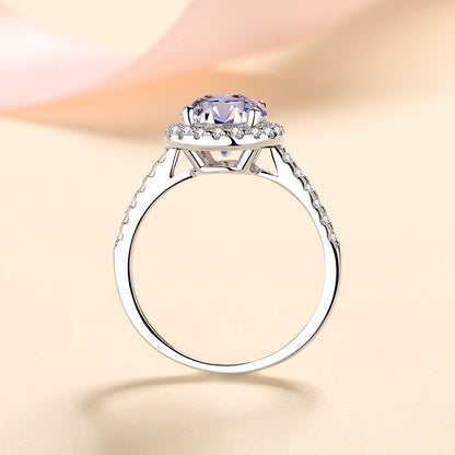 925 Sterling Silver Vintage-Inspired Oval Moissanite Engagement Ring for Women