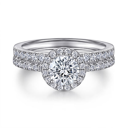 925 Sterling Silver Wedding Ring Set – Elegant Zircon Bridal Jewelry Collection
