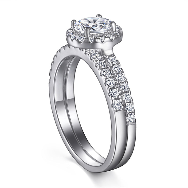 925 Sterling Silver Wedding Ring Set – Elegant Zircon Bridal Jewelry Collection