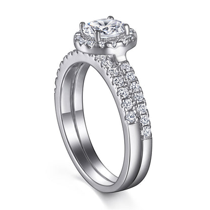 925 Sterling Silver Wedding Ring Set – Elegant Zircon Bridal Jewelry Collection