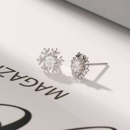 925 Sterling Silver White Gold Plated Earrings - Classic Chanel-Style Studs for Women