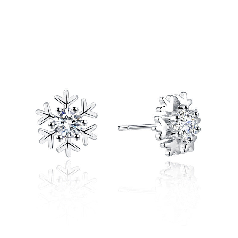 925 Sterling Silver White Gold Plated Earrings - Classic Chanel-Style Studs for Women