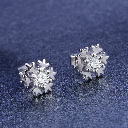 925 Sterling Silver White Gold Plated Earrings - Classic Chanel-Style Studs for Women