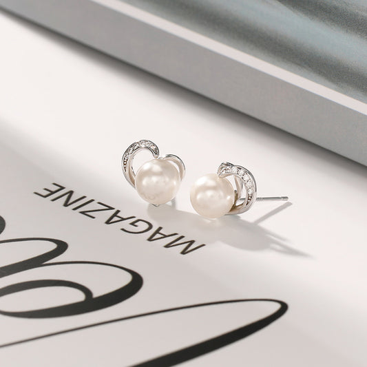 925 Sterling Silver White Gold Plated Stud Earrings - Korean Style Minimalist Earrings with Plastic Backs