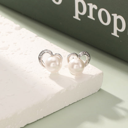 925 Sterling Silver White Gold Plated Stud Earrings - Korean Style Minimalist Earrings with Plastic Backs