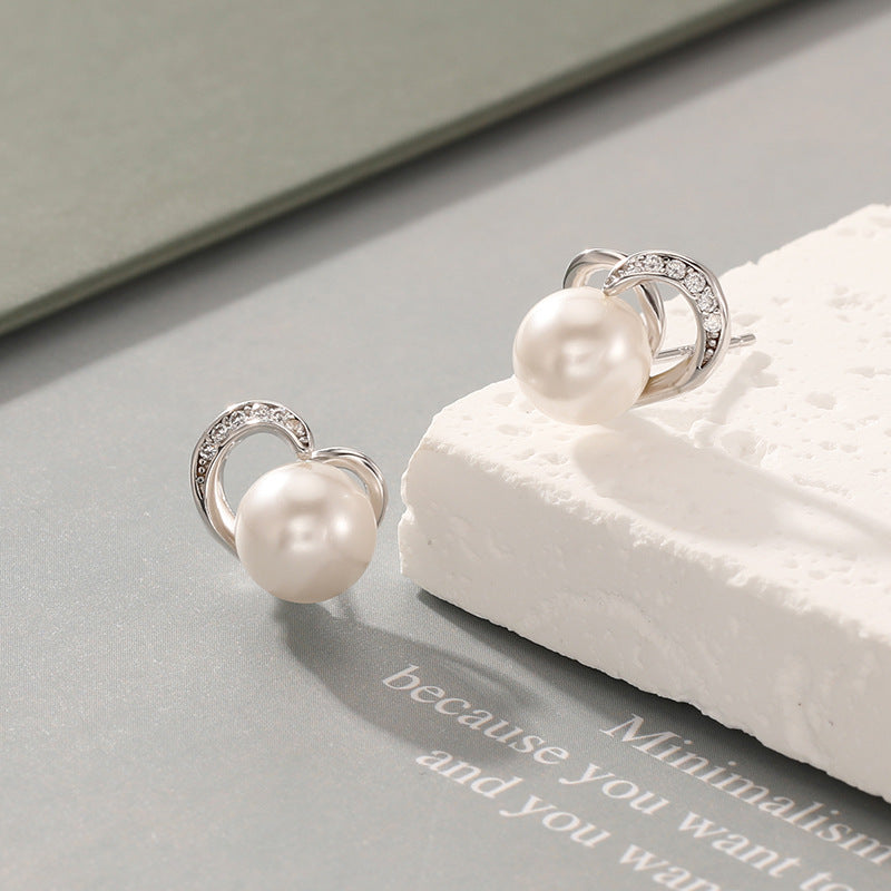 925 Sterling Silver White Gold Plated Stud Earrings - Korean Style Minimalist Earrings with Plastic Backs