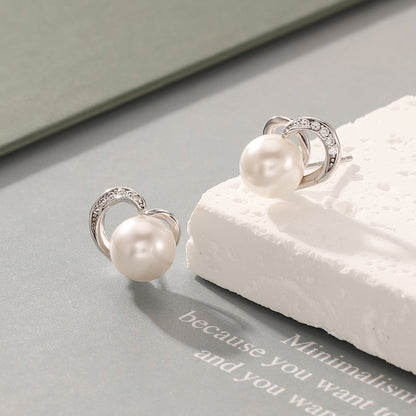 925 Sterling Silver White Gold Plated Stud Earrings - Korean Style Minimalist Earrings with Plastic Backs