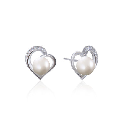925 Sterling Silver White Gold Plated Stud Earrings - Korean Style Minimalist Earrings with Plastic Backs