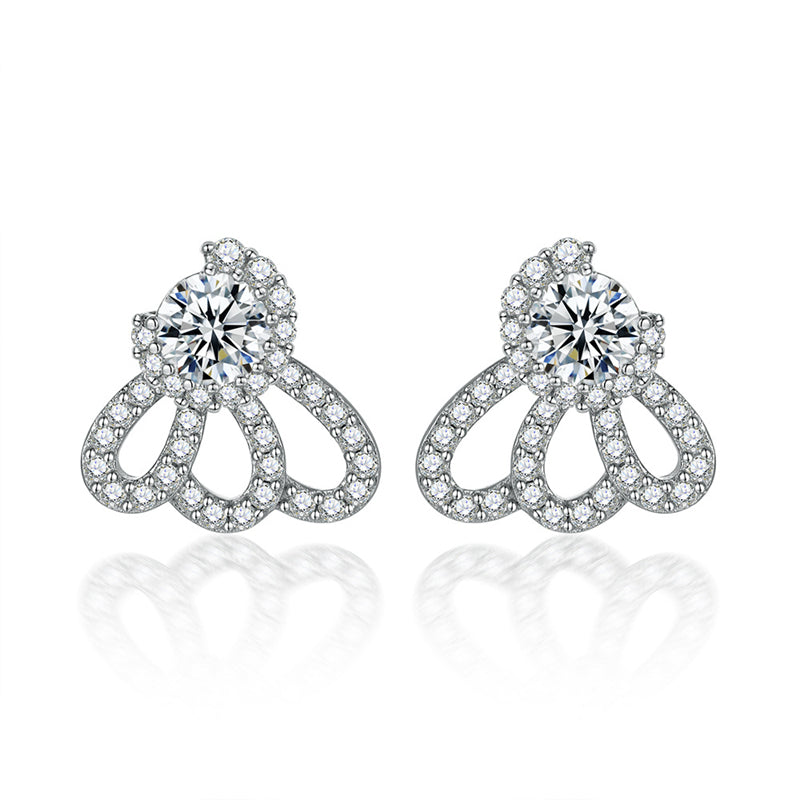 925 Sterling Silver Wing Crown Earrings for Women Elegant Zircon Butterfly Bow Dangle Earrings White Gold Plated