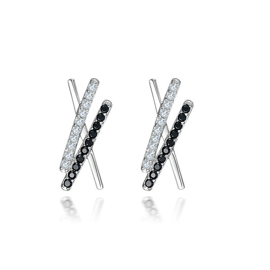 925 Sterling Silver X Letter Earrings for Women Minimalist Zircon Initial Studs White Gold Plated