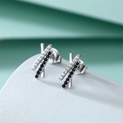 925 Sterling Silver X Letter Earrings for Women Minimalist Zircon Initial Studs White Gold Plated