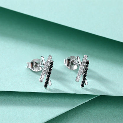 925 Sterling Silver X Letter Earrings for Women Minimalist Zircon Initial Studs White Gold Plated