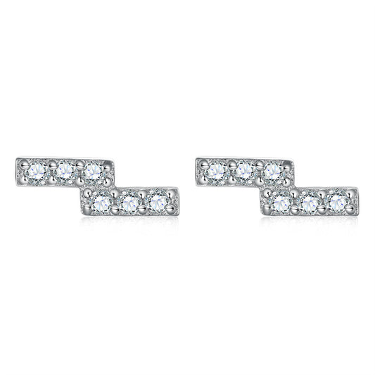 925 Sterling Silver Z Letter Stud Earrings for Women Elegant Full Zircon Alphabet Jewelry White Gold Plated