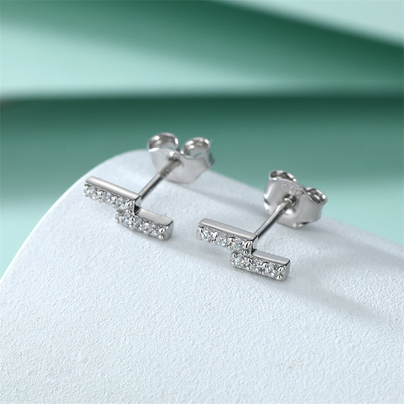 925 Sterling Silver Z Letter Stud Earrings for Women Elegant Full Zircon Alphabet Jewelry White Gold Plated