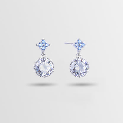 925 Sterling Silver Zircon Geometric Drop Earrings - Korean Style Minimalist Dangle Earrings with Plastic Backs