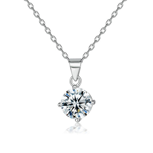 925 Sterling Silver Zirconia Geometric Pendant Necklace - Fashionable Collarbone Chain