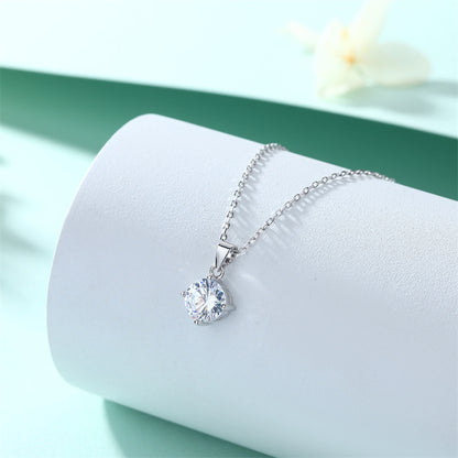 925 Sterling Silver Zirconia Geometric Pendant Necklace - Fashionable Collarbone Chain