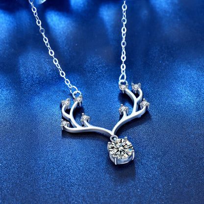 925 Sterling Silver Zodiac Animal Pendant Necklace with 1ct Moissanite Micro-Pavé Cross Chain Women's Jewelry