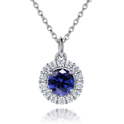 925 Sterling Silver Zodiac Birthstone Necklace - Rose Gold Plated Geometric Pendant