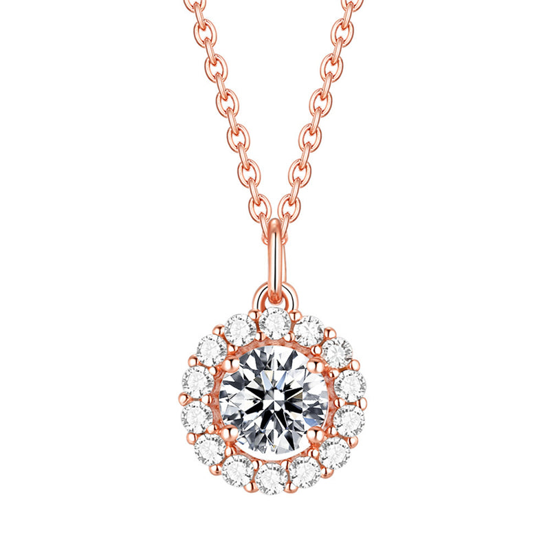925 Sterling Silver Zodiac Birthstone Necklace - Rose Gold Plated Geometric Pendant