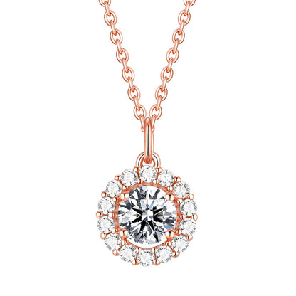 925 Sterling Silver Zodiac Birthstone Necklace - Rose Gold Plated Geometric Pendant