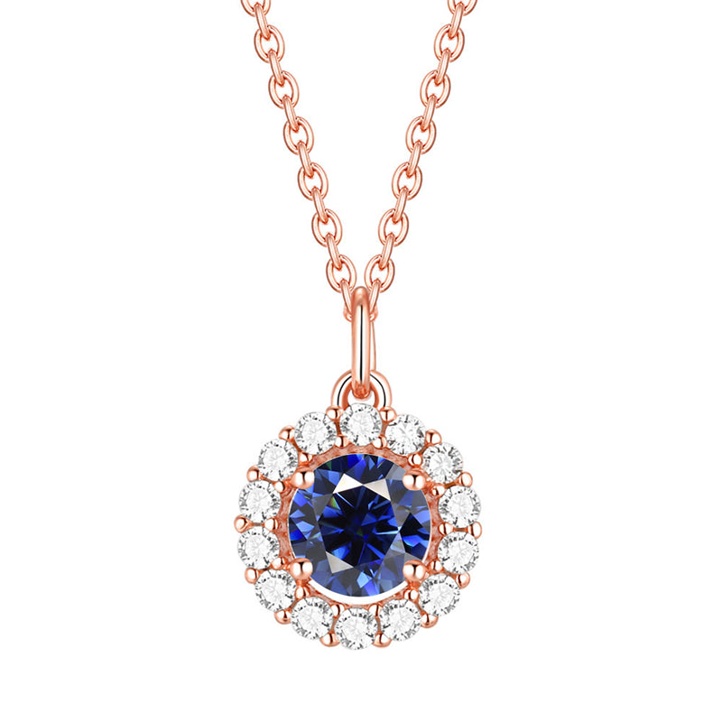 925 Sterling Silver Zodiac Birthstone Necklace - Rose Gold Plated Geometric Pendant