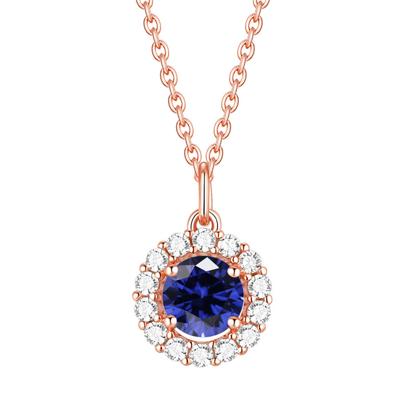 925 Sterling Silver Zodiac Birthstone Necklace - Rose Gold Plated Geometric Pendant