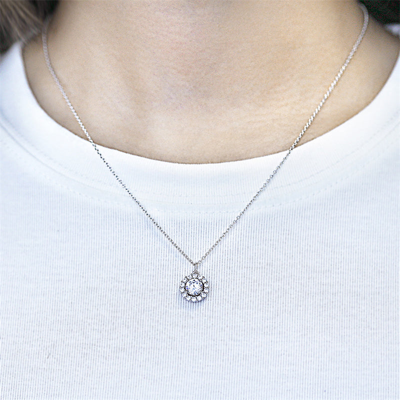 925 Sterling Silver Zodiac Birthstone Necklace - Rose Gold Plated Geometric Pendant