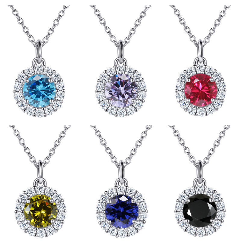925 Sterling Silver Zodiac Birthstone Necklace - Rose Gold Plated Geometric Pendant